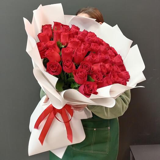 -20%АКЦИЯ🌹Монобукет роза Кения 51 шт / Доставка Уфа / Доставка цветов Уфа