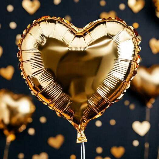 Шар Сердце гелий золото. Helium foil balloon heart (golden)