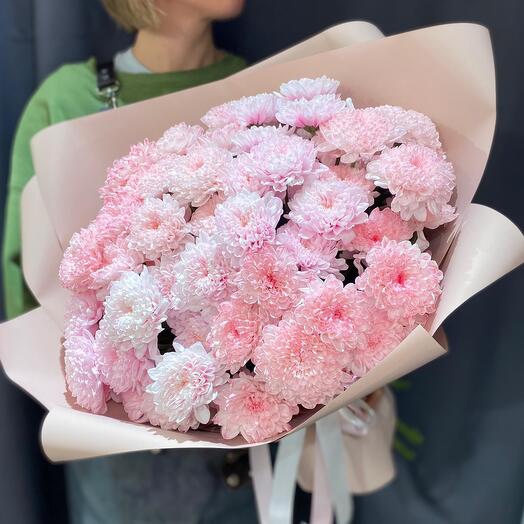 💕АКЦИЯ💕Моно букет из 9 розовых кустовых хризантем