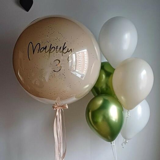 Набор шаров бежевый с зеленым