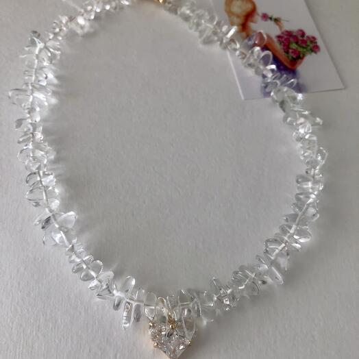 Колье из горного хрусталя с подвеской из фианита