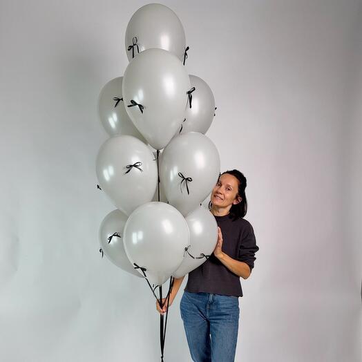 Balls with bows(10 pcs.) in gray