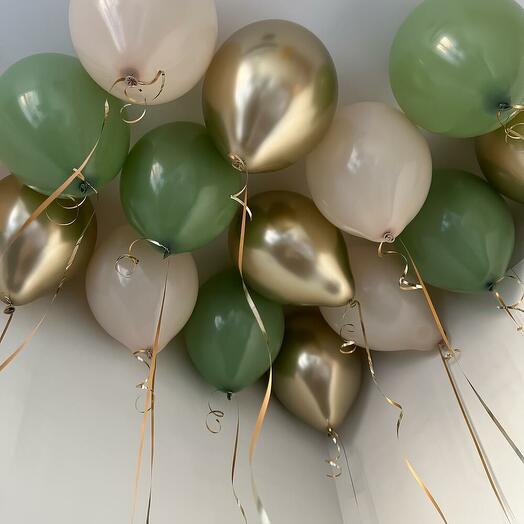 15 шаров под потолок (зелёный беж)
