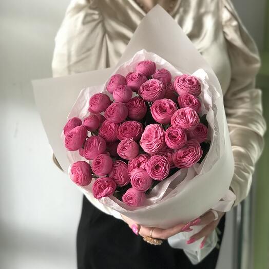 9 кустовых пионовидных роз Giselle Жизель 31 Buket flowers
