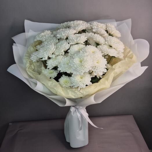 Букет из 9 белоснежных хризантем