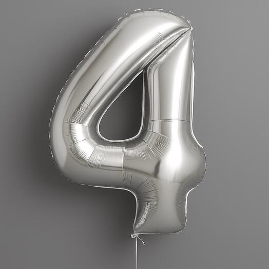🎈 Фольгированная цифра 4 — серебро