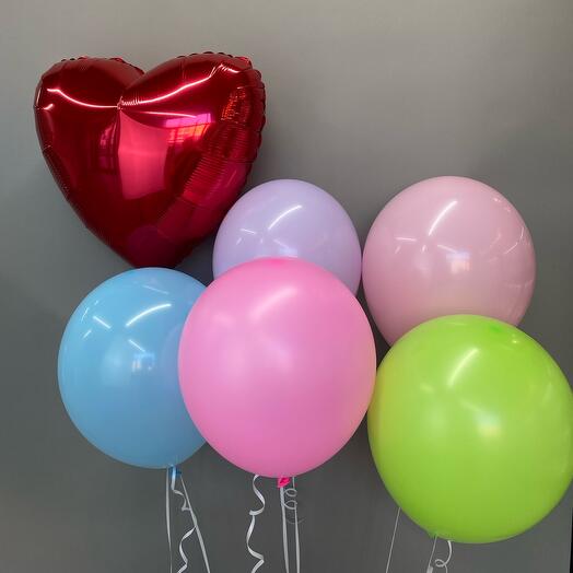 Набор Шаров латекс + шар фольгированный сердце