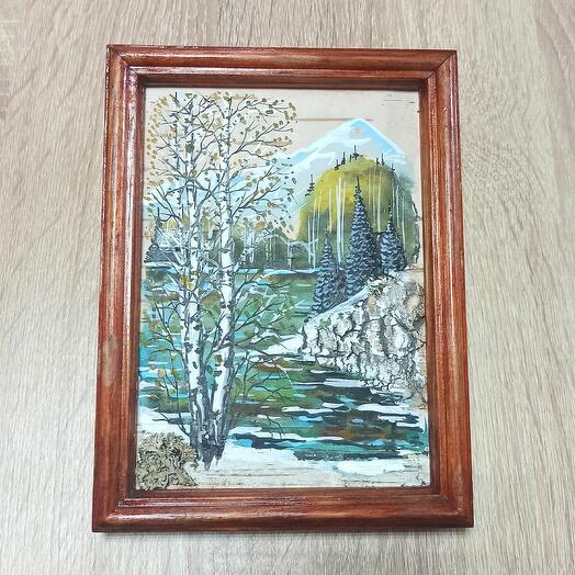 Картина на бересте (20*15 темная)