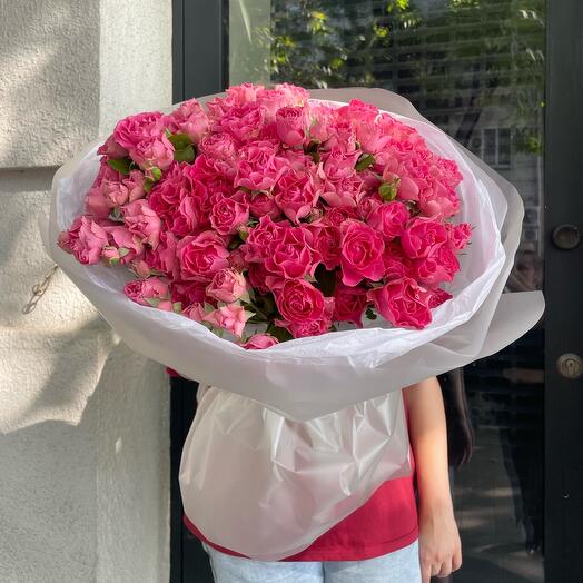 🎀 19 кустовых пионовидны роз пинк дидикейшн