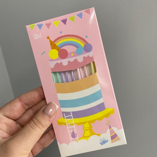 Свечи для торта набор 12шт пастель