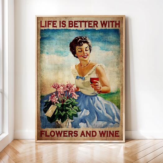 Интерьерный постер "Цветы" винтажная картина 03-0035