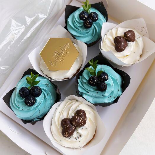 Коробочка капкейков 6 шт «Happy birthday»