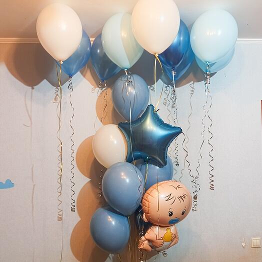 Набор шариков на выписку для мальчика🩵