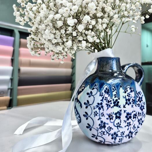 Handmade ceramic vase with painting