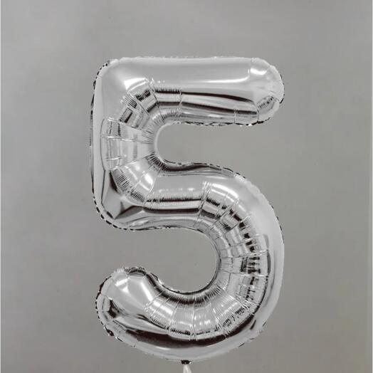 Шар Цифра 5 серебро