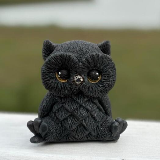 Сова из мыла (черно-серая)
