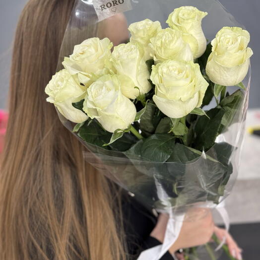 9 шт белые розы 💎