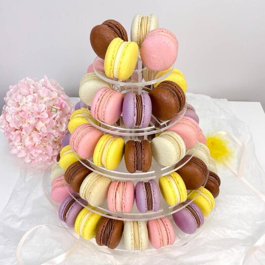 Макарунсы макарон ассорти вкусов набор в этажерке, 40 шт
