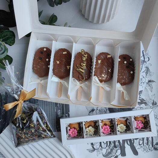 Подарочный сет для мамы 🎁 Набор: эскимо картошка, конфеты, чай фруктовый зелёный с манго 🥭