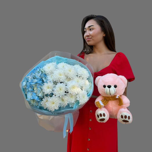 Комбо ""Объятие нежности"" (букет + игрушка)