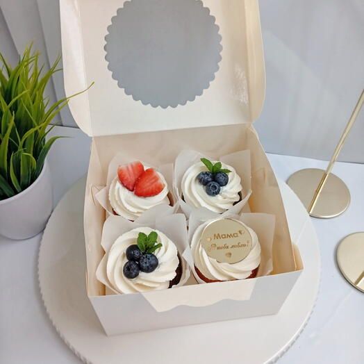 Капкейки "Мама, я тебя люблю" 4 штуки