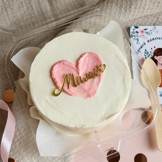 Маме - бенто торт 400г с топпером и сердцем ️ Подарок маме 🌸