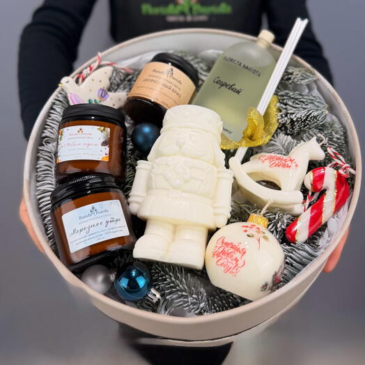 Роскошный подарочный набор с ароматами для дома ручной работы, веточками хвои и игрушками