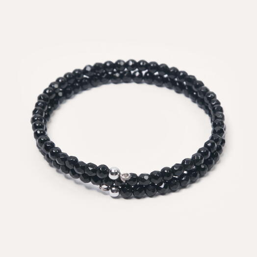 Браслет Ирис Черный агат Rh+ 37 см (BRA1129)