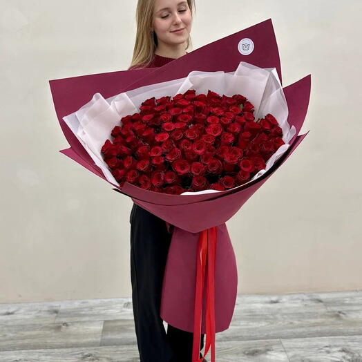 Букет гигант из 101 бордовой розы