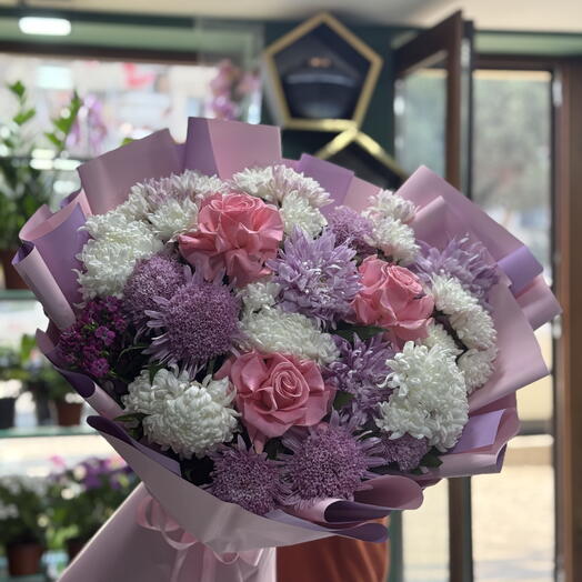 Rose and Chysanthemums Bouquet N-161