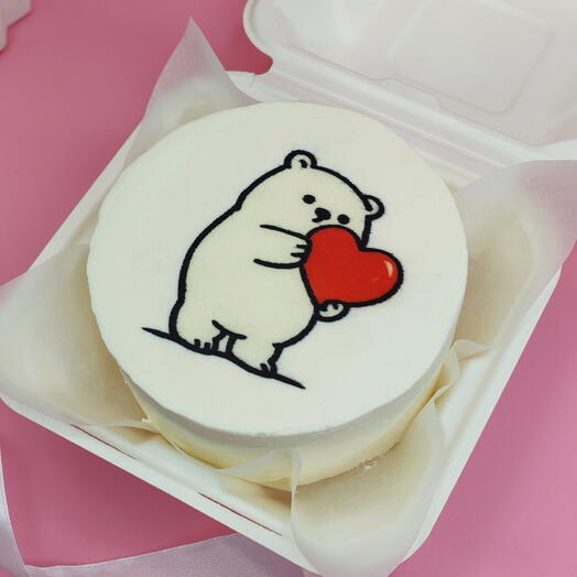 Бенто торт "Мишка с сердцем". Сладкий подарок на день влюбленных