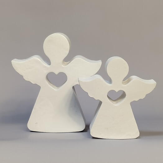 Набор статуэток "Ангелы с сердцем" ручная работа декор на Пасху