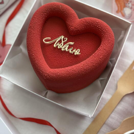 Муссовый бенто торт сердце Люблю