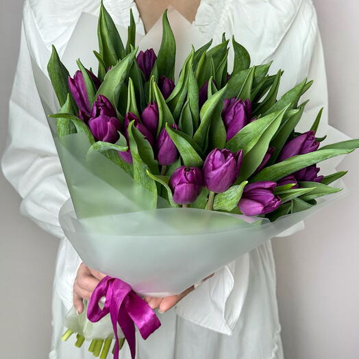 Букет из Тюльпанов Фиолетовые 25 шт