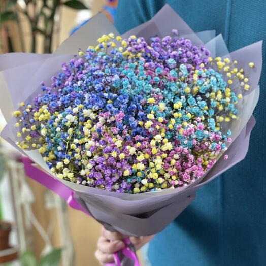 Bouquet of rainbow gypsophylla
