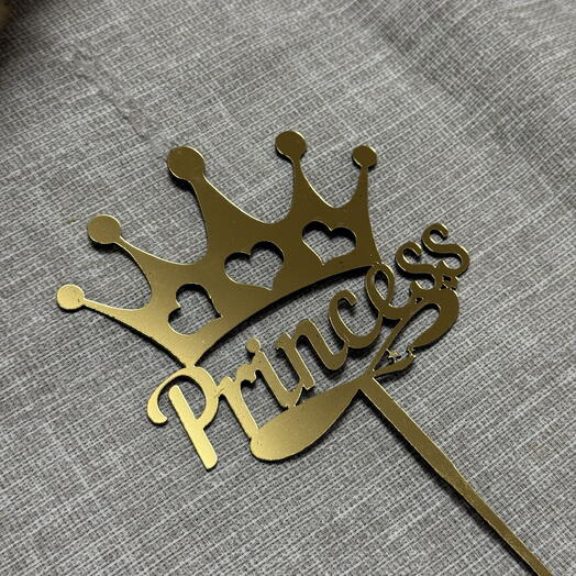Свеча для торта «Princess» в золотом цвете