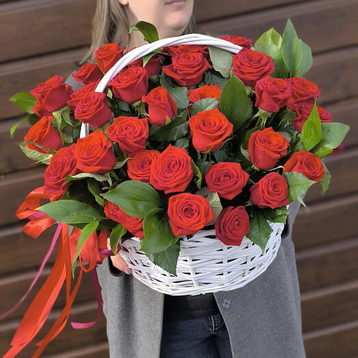 🌹51 роза в корзине🌹