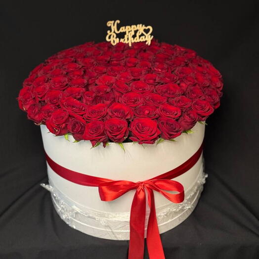 Композиция бокс красная Роза 🌹 Рэд Наоми 🔥101 шт в Боксе