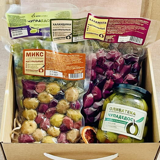 «Оливковый сюрприз» гастрономический подарок с 5 видами премиальных оливок
