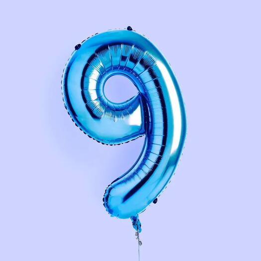 Фольгированная цифра «9» в синем цвете, 102 см