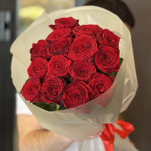 15 красных роз 🌹 эффектный букет для любимой | вау-подарок , доставка сегодня