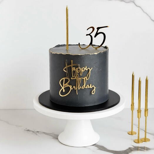 Торт на день рождения мужчине,парню,чёрный торт «Happy Birthday