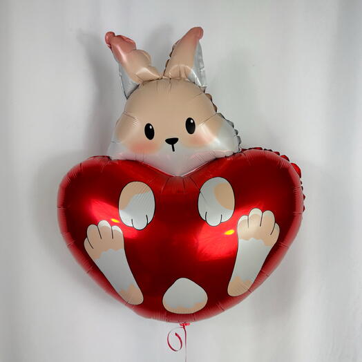 Воздушный шар сердце зайчик гелий. Helium balloon heart bunny