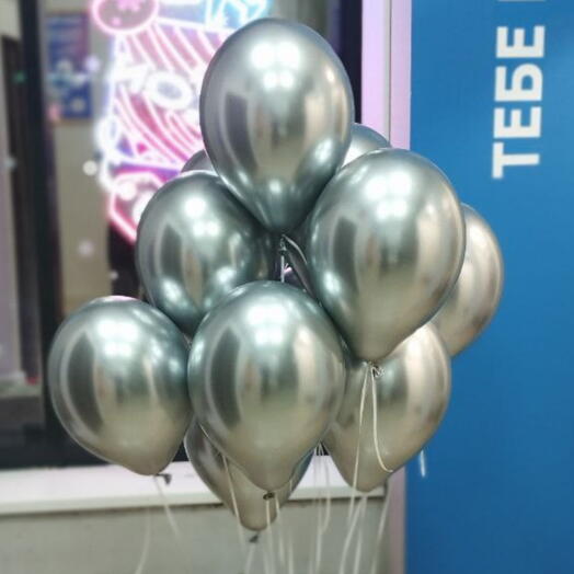 11 серебрянных латексных шаров 🎈
