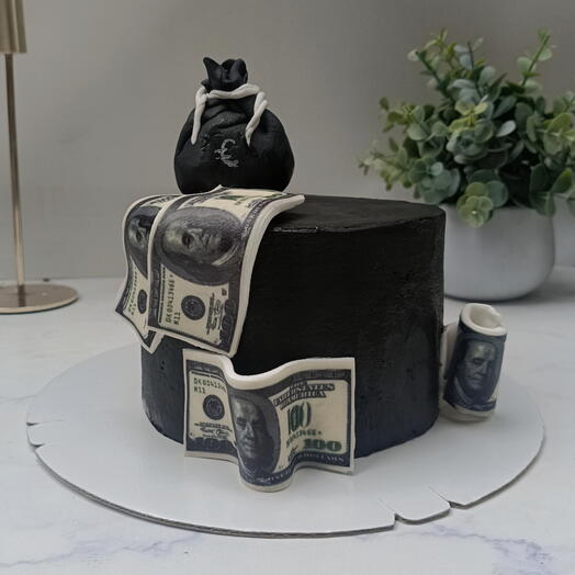 Торт мужской черный с долларами