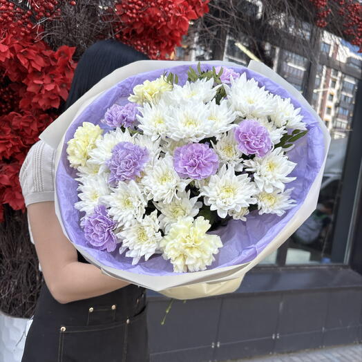 Нежно-фиолетовый букет с диантусами💜