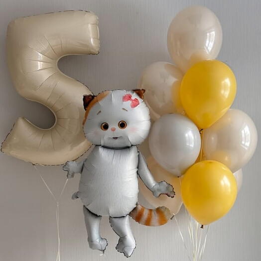 Кошечка  с красивыми шарами