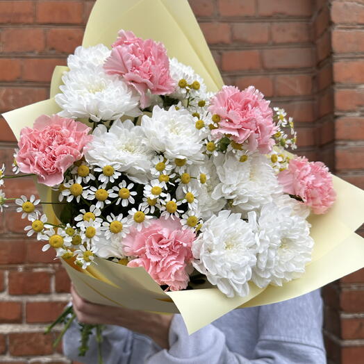Букет хризантемы диантусы ромашки🌸