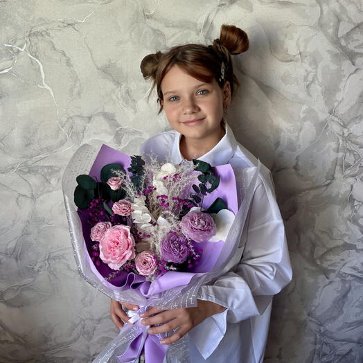 🤩Удивите Учителя Красотой живых цветов, которые не завянут😍 Очаровательный Авторский букет из стабилизированных растений
