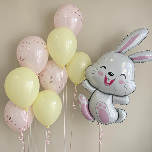 Нежный набор шаров «Весёлый зайка» 🐰🌸